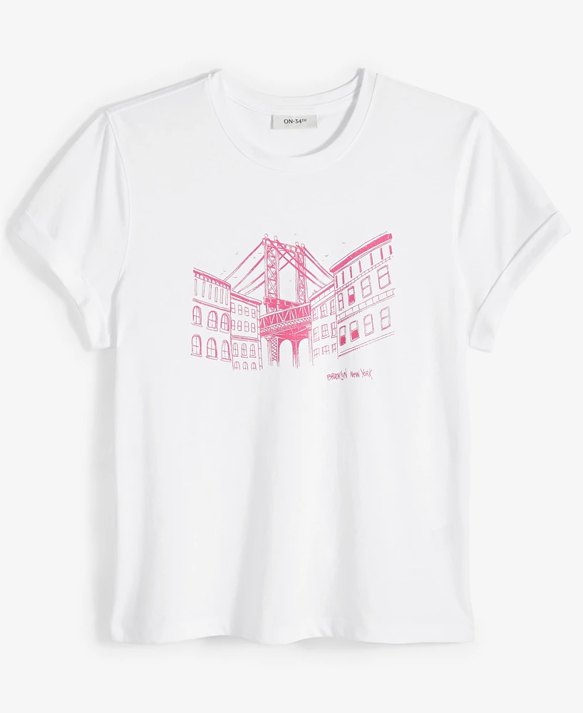 On 34th Women's Crewneck Graphic T-Shirt, Created for Macy's