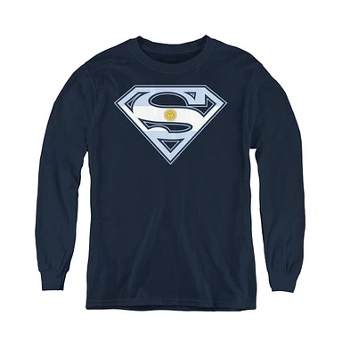 Superman Boys Youth Argentinian Shield Long Sleeve Sweatshirts