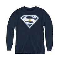 Superman Boys Youth Argentinian Shield Long Sleeve Sweatshirts