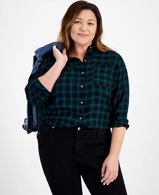 Style & Co Plus Perfect Plaid Long-Sleeve Shirt, Created for Macy's