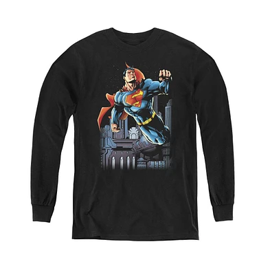 Superman Boys Youth Night Fight Long Sleeve Sweatshirts