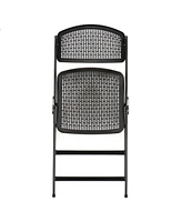 Elama 4 Piece Plastic Mesh Folding Chair in Black