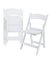 Elama 4 Piece Plastic Folding Resin Chair in White with Removable Seat Pad