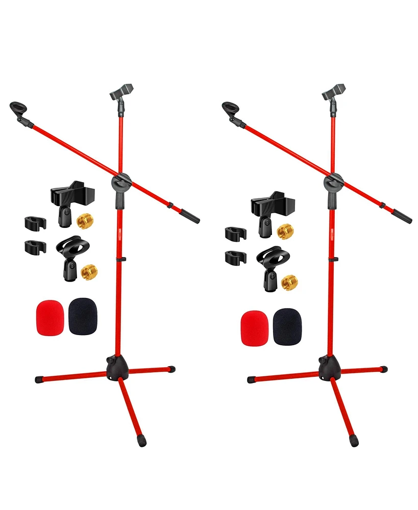 5 Core Tripod Mic Stand Pair Heavy Duty Height Adjustable Floor Microphone Boom Arm Pedestal Para Microfono for Singing On Stage Studio