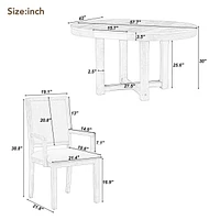 Streamdale Furniture 5-Piece Dining Table Set, Two-Size Round To Oval Extendable Butterfly Leaf Wood Dining Table