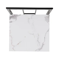 Modern 7-Piece Dining Table Set With Faux Marble Compact 5 5" Kitchen Table Set For 6