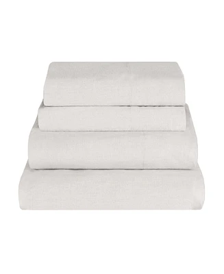 Superior Cotton Linen Blend Deep Pocket 4-Piece Bed Sheet Set