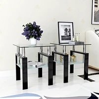 Modern Tempered Glass Square Coffee Table Set