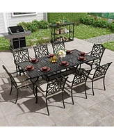 Mondawe 9 Pieces All-Weather Rectangular Outdoor Dining Set with Cushions