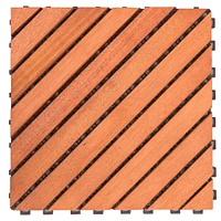 Simplie Fun Outdoor Patio 12-Diagonal Slat Eucalyptus Interlocking Deck Tile (Set Of 10 Tiles)