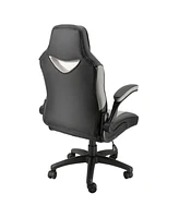 Elama High Back Adjustable Faux Leather Office Chair in Black and Gray