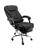 Elama High Back Adjustable Faux Leather Office Chair in Black with Adjustable Footrest