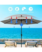 Mondawe 10 ft 3-Tier Outdoor Patio Market Umbrella with Double Air Vent and Push Button Tilt, Beige