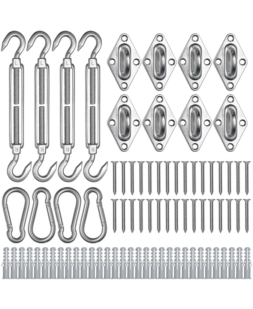 Yescom Rectangle Sun Shade Sail Hardware Kit 304 Anti-Rust Stainless Steel Patio 2 Pack