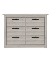 Streamdale Furniture Bellingham 6-Drawer Dresser Light Gray