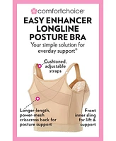 Comfort Choice Women's Easy Enhancer Wireless Longline Posture Bra