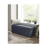 Slickblue Ottoman Bench Folding Storage Chest Foot Rest Stool With Wooden Divide