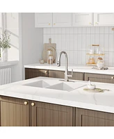 Mondawe Pull-Down Kitchen Faucet Retractable Brass Hot and Cold Adjustable Swivel Sink
