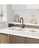 Mondawe Pull-Down Kitchen Faucet Retractable Brass Hot and Cold Adjustable Swivel Sink Faucet