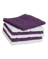 Design Imports Basic Chef Collection, Assorted Terry Kitchen Towel Set, Dishcloth Set, Eggplant, 6 Piece