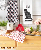 Design Imports Valentine's Day Collection Kitchen, Dishtowel Set, 18x28", Cat Love, 3 Piece