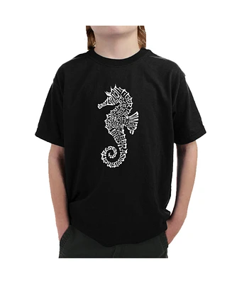 La Pop Art Boys Word T-shirt - Types of Seahorse