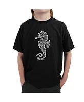 La Pop Art Boys Word T-shirt - Types of Seahorse