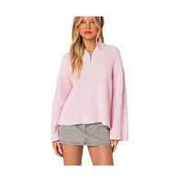 Edikted Women's Amour High Neck Over d Zip Sweater
