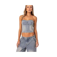 Edikted Women's Myla Washed Denim Corset