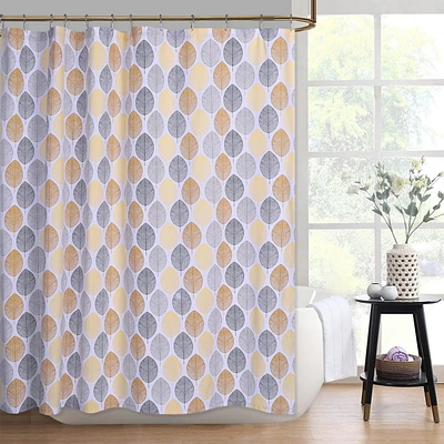 Caromio Leaf Print Cotton Blend Fabric Shower Curtain, 72" x 72"