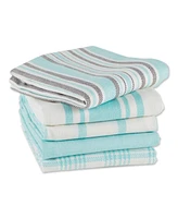 Design Imports Assorted Woven, Kitchen Dishtowel Set, 18x28", Aqua, 5 Piece