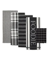 Design Imports Everyday Collection Foodie Kitchen Set, Dishtowel Dishcloth, Black, 5 Piece