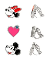 Disney Mickey and Minnie Mouse Fashion Clip On Earrings - Set of 3