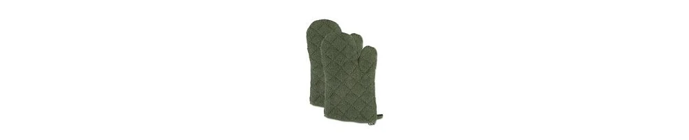 Design Imports Basic Terry Collection 100% Cotton Quilted, Oven Mitt, Artichoke, 2 Piece