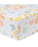 Sammy & Lou Butterflies & Sunshine 2-Pack Microfiber Fitted Crib Sheet Set by