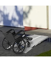 Homcom Textured Aluminum Folding Wheelchair Ramp, Portable Threshold Ramp 6', for Scooter Steps Home Stairs Doorways