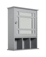 Kleankin Wall Mounted Mirror Cabinet with Door Shelf Bathroom & Powder Room, Grey