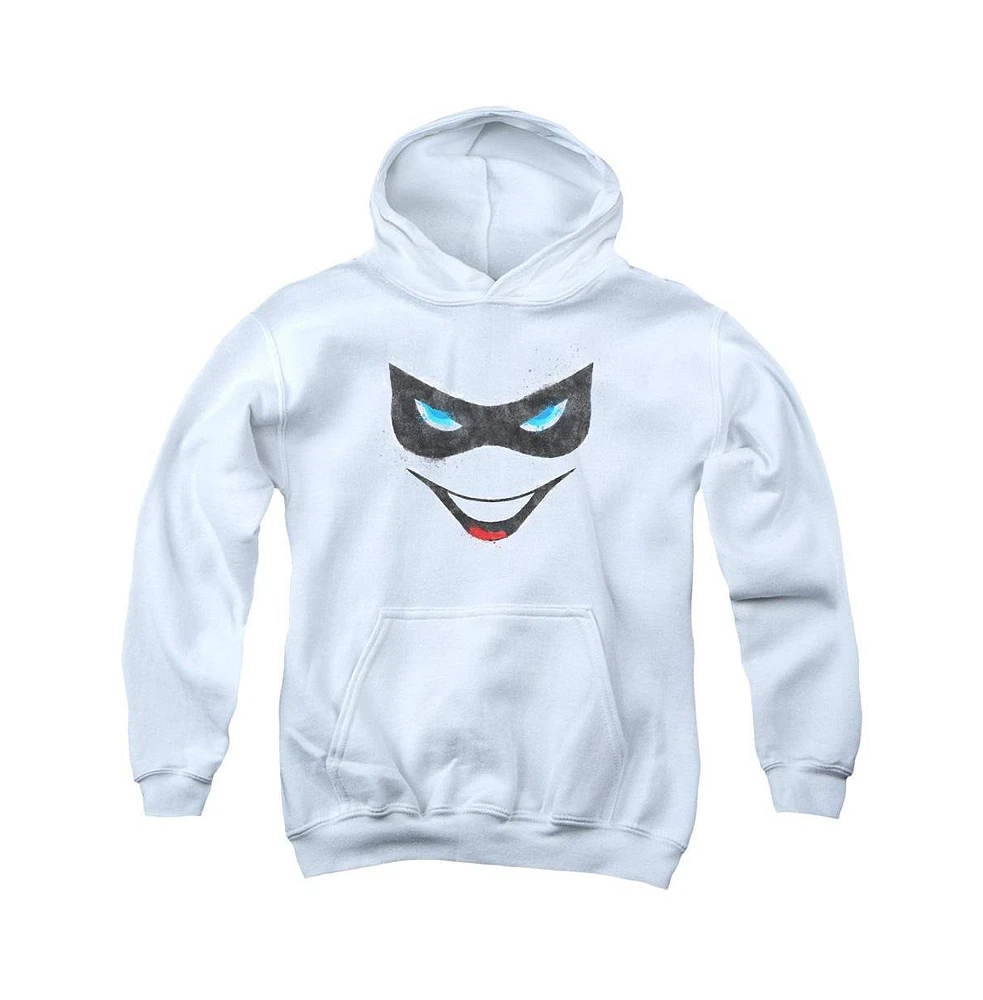 Batman Boys Youth Harley Face Pull Over Hoodie / Hooded Sweatshirt