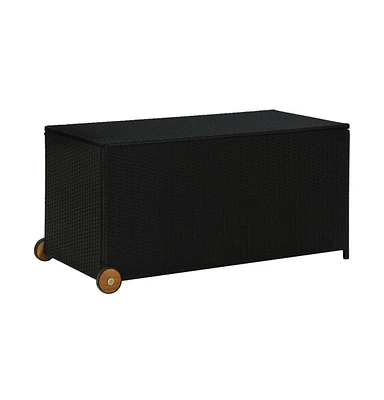 vidaXL Patio Storage Box Black 47.2"x25.6"x24" Poly Rattan