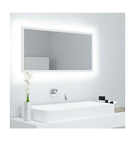 vidaXL Led Bathroom Mirror White 35.4"x3.3"x14.6" Acrylic