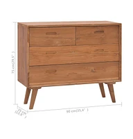 vidaXL Chest of Drawers 35.4"x13.8"x29.5" Solid Teak Wood