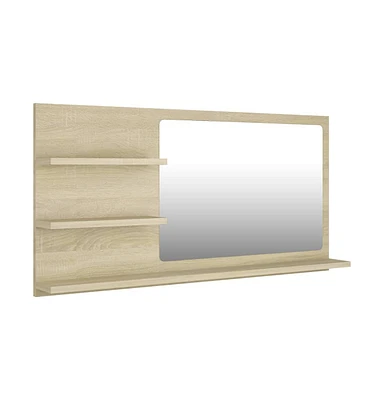 vidaXL Bathroom Mirror Sonoma Oak 35.4"x4.1"x17.7" Engineered Wood