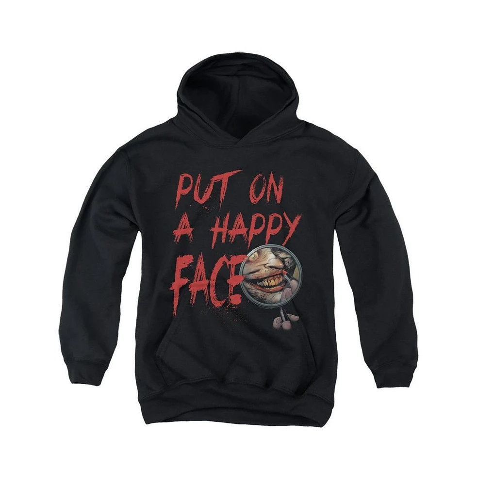 Batman Boys Youth Happy Face Pull Over Hoodie / Hooded Sweatshirt