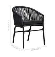 Patio Chairs 2 pcs Black Pe Rattan