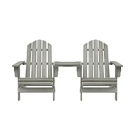 vidaXL Patio Adirondack Chairs with Tea Table Solid Fir Wood Gray