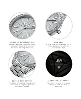 Jbw Women's Cristal Diamond (1/8 ct.t.w.) Stainless Steel Watch