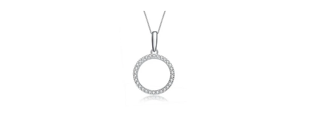 Rachel Glauber Exclusive White Gold Plated Cubic Zirconia Circle Shaped Pendant Necklace