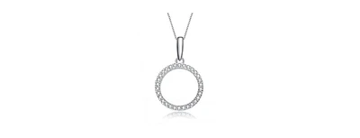 Rachel Glauber Exclusive White Gold Plated Cubic Zirconia Circle Shaped Pendant Necklace