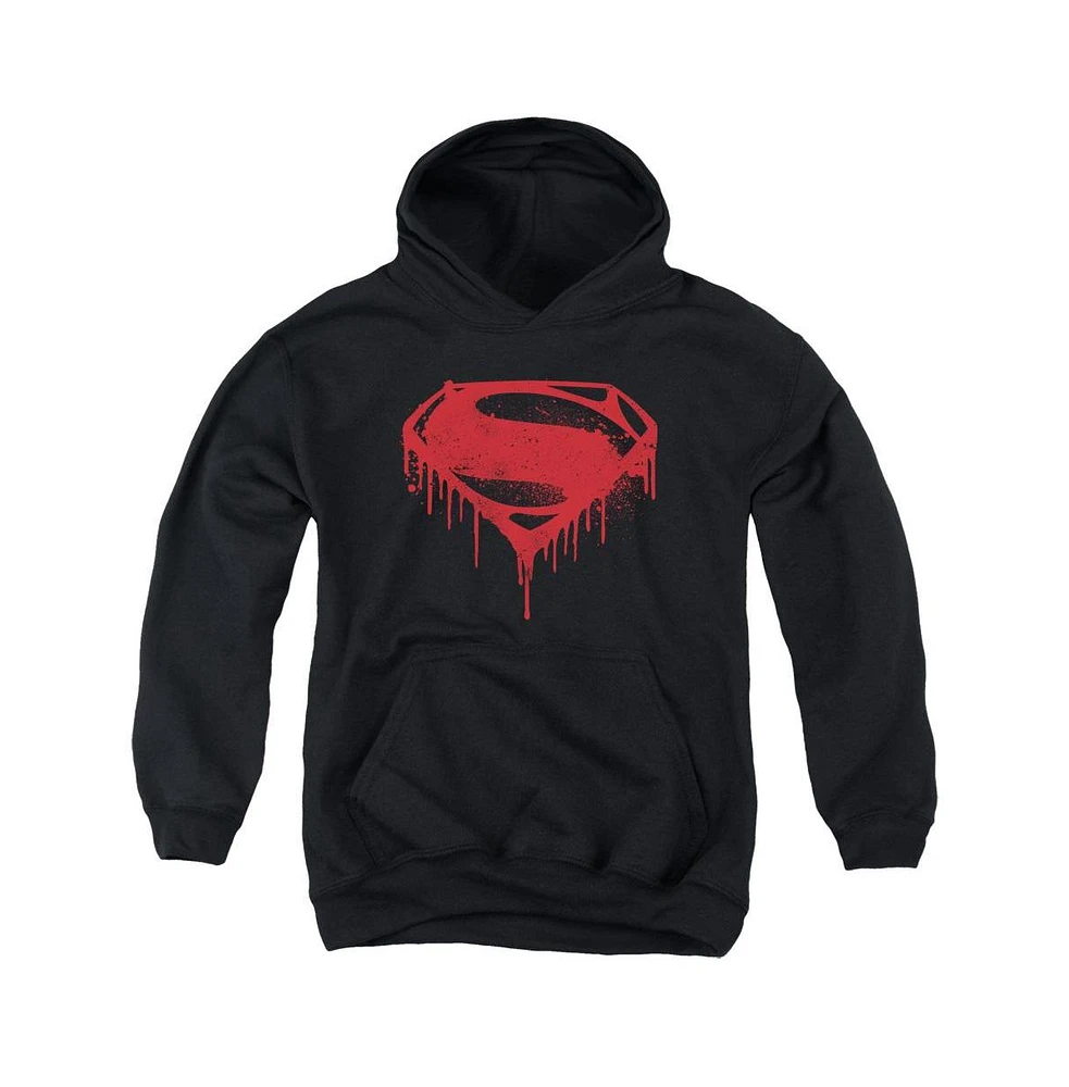 Batman V Superman Boys Youth Splattered Pull Over Hoodie / Hooded Sweatshirt