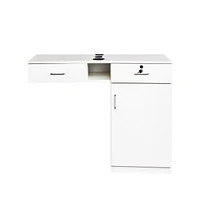 Salon Station with Storage, Appliance Holders & Lockable Drawers